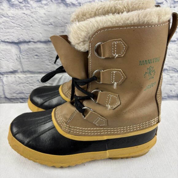 VTG Sorel Manitou Men's 10 Tan Insulated Leather Waterproof Winter Snow Boots - Picture 5 of 9